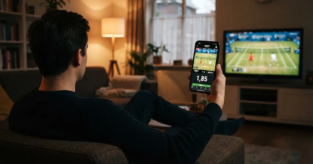 Een voetbal op de middenstip van een grasveld in het ochtendlicht